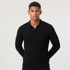 Heren ribgebreide trui met polokraag Slim Fit