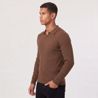 Heren ribgebreide trui met polokraag Slim Fit