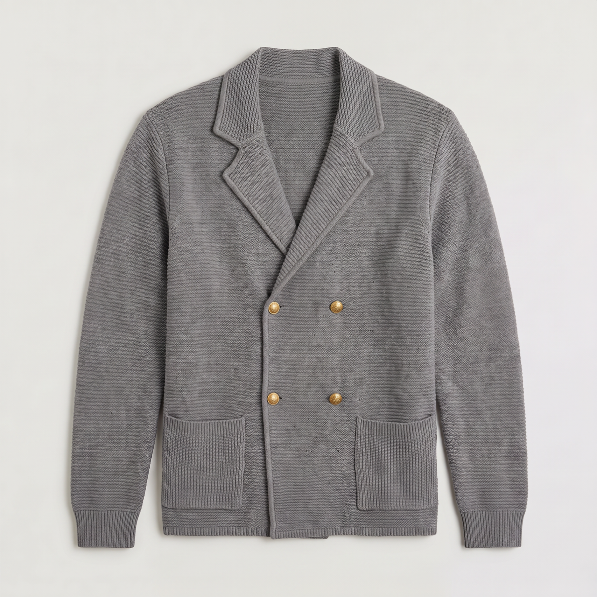 Herren Strickjacke Zweireihig mit Reverskragen