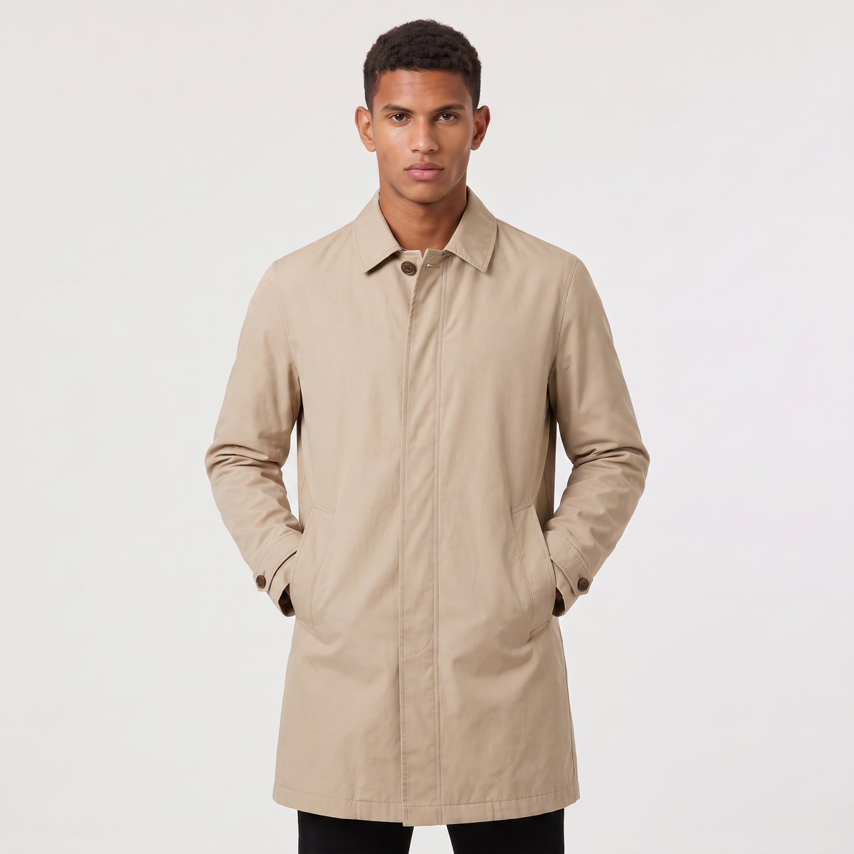 Herren Leichter Trenchcoat mit Verdecktem Verschluss