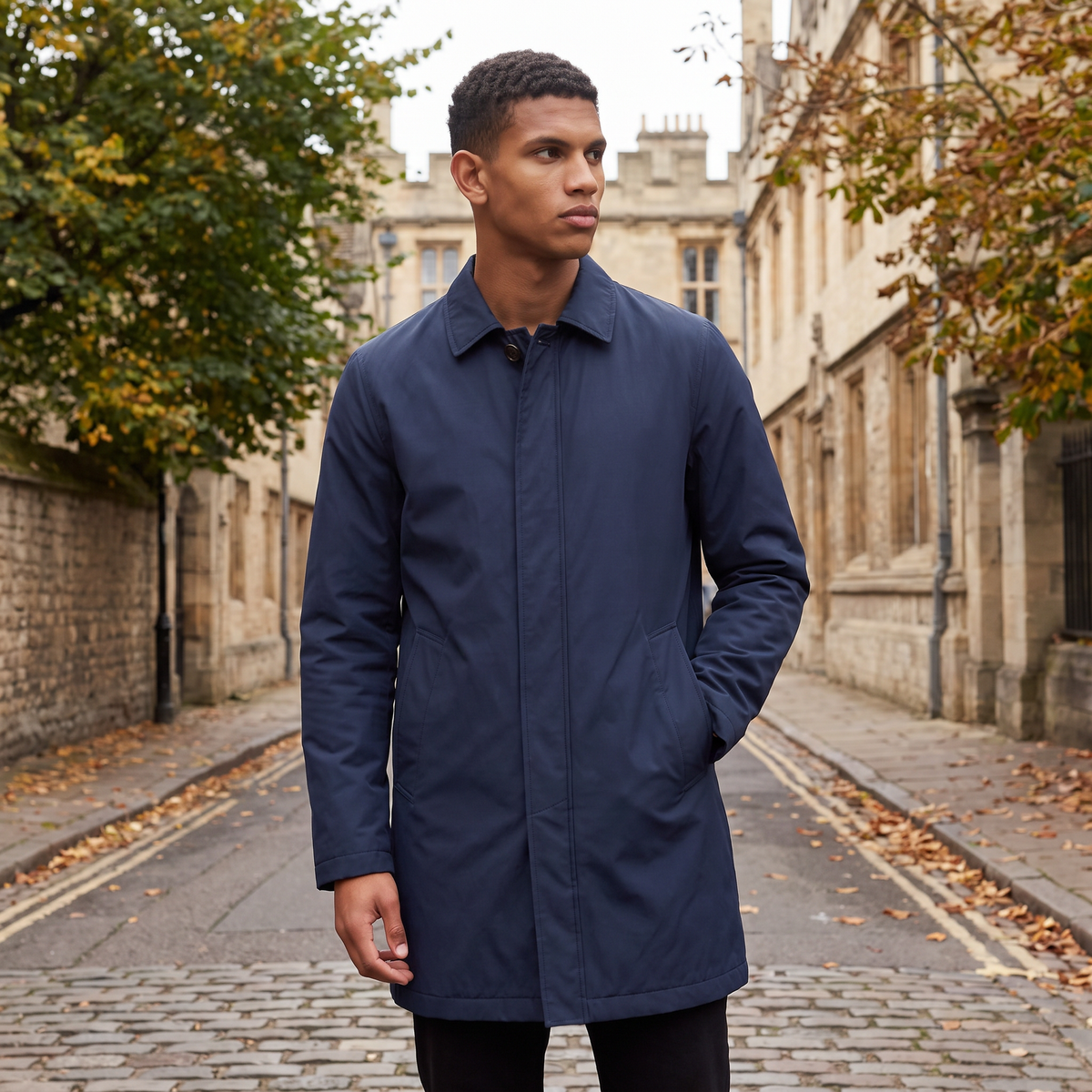 Herren Leichter Trenchcoat mit Verdecktem Verschluss