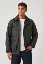 Herren Jacke in Wachsoptik mit Cordkragen