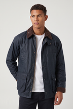 Herren Jacke in Wachsoptik mit Cordkragen