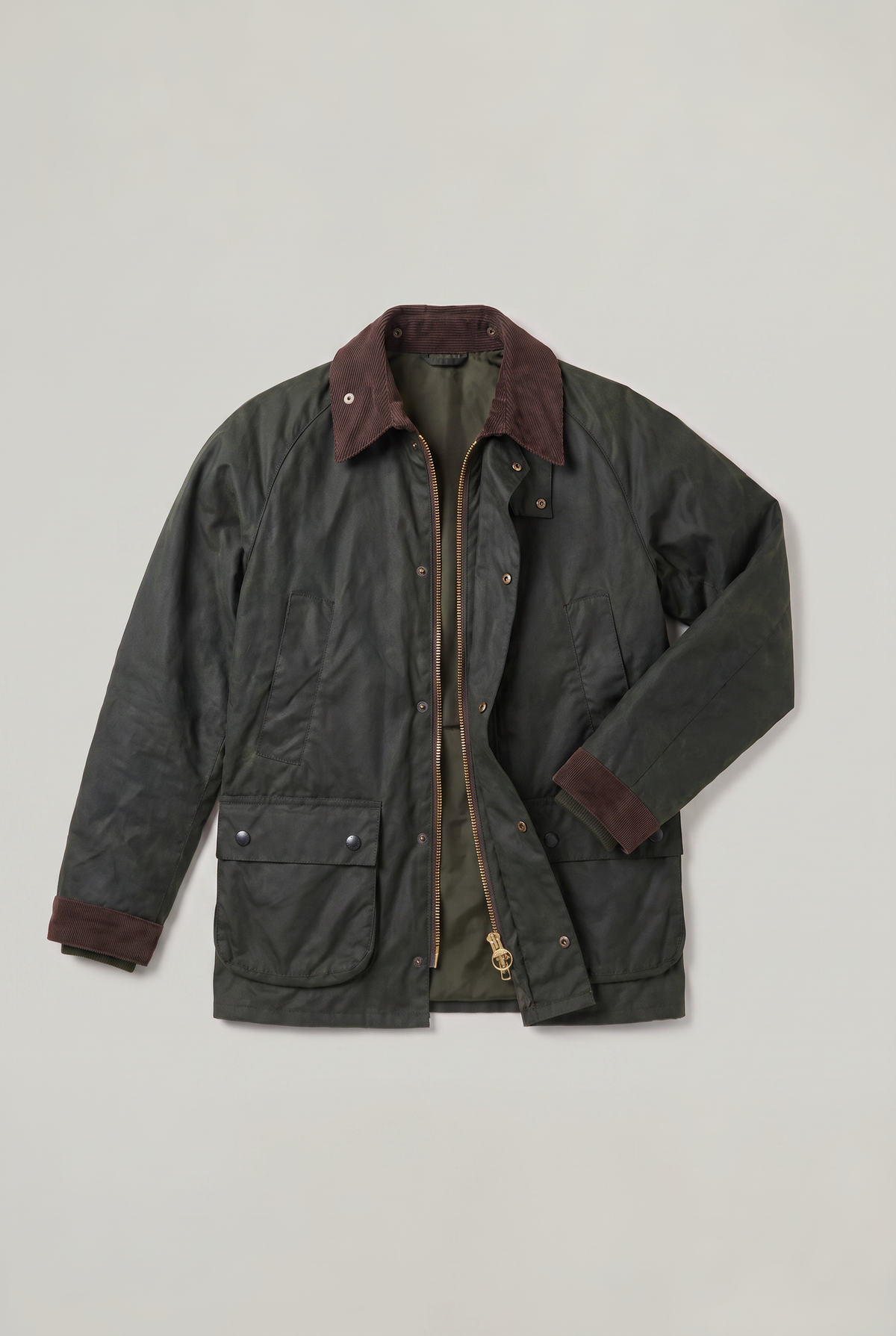 Herren Jacke in Wachsoptik mit Cordkragen