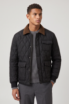 Herren Steppjacke mit Rautenmuster und Cordkragen