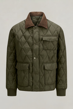 Herren Steppjacke mit Rautenmuster und Cordkragen