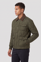 Herren Steppjacke mit Rautenmuster und Cordkragen