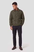 Herren Steppjacke mit Rautenmuster und Cordkragen