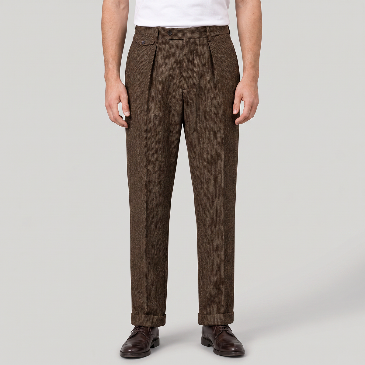 Klassische Herren-Stoffhose mit Fischgrätmuster