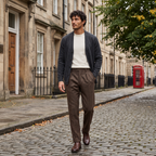 Klassische Herren-Stoffhose mit Fischgrätmuster