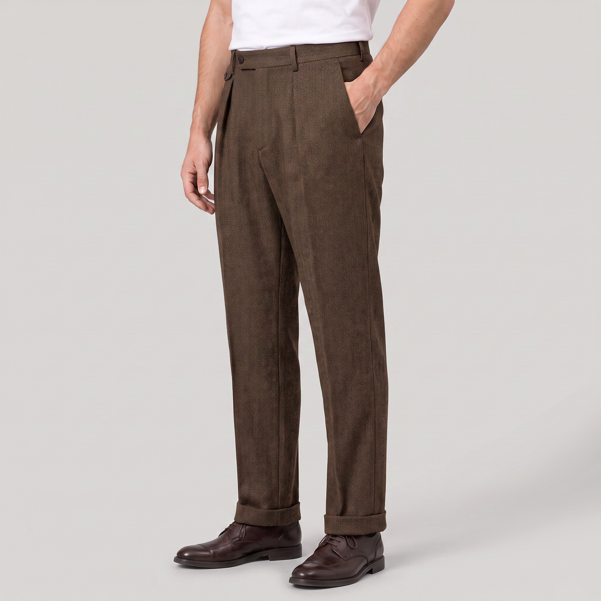 Klassische Herren-Stoffhose mit Fischgrätmuster