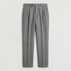 Pantalon en tissu pour homme taille haute jambe droite chevrons