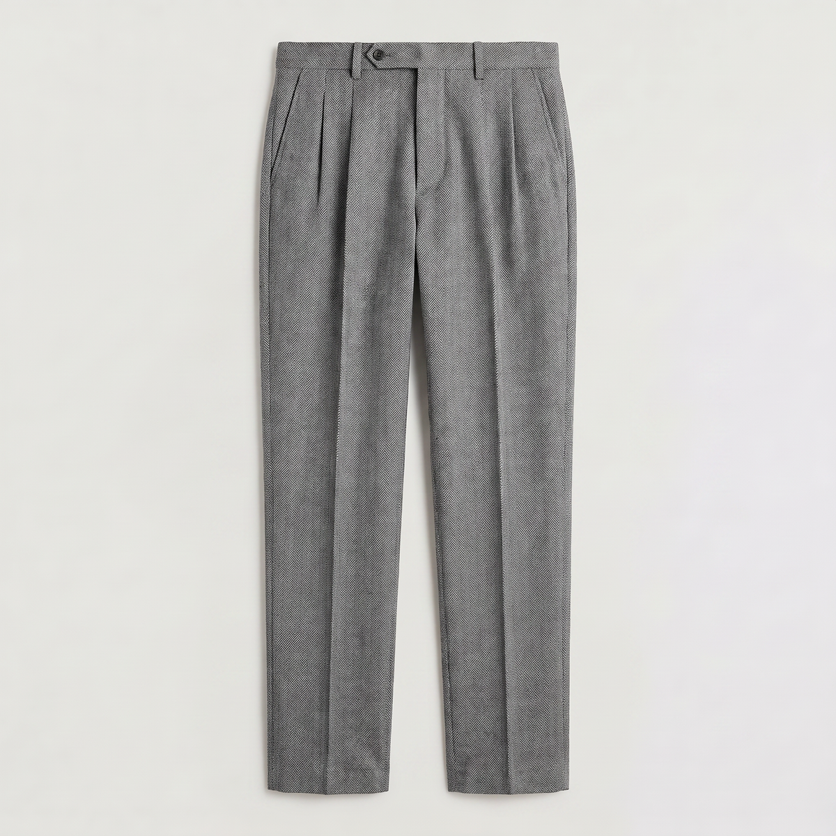 Herren Stoffhose High Waist Straight Leg Fischgrät
