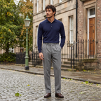 Pantalon en tissu pour homme taille haute jambe droite chevrons
