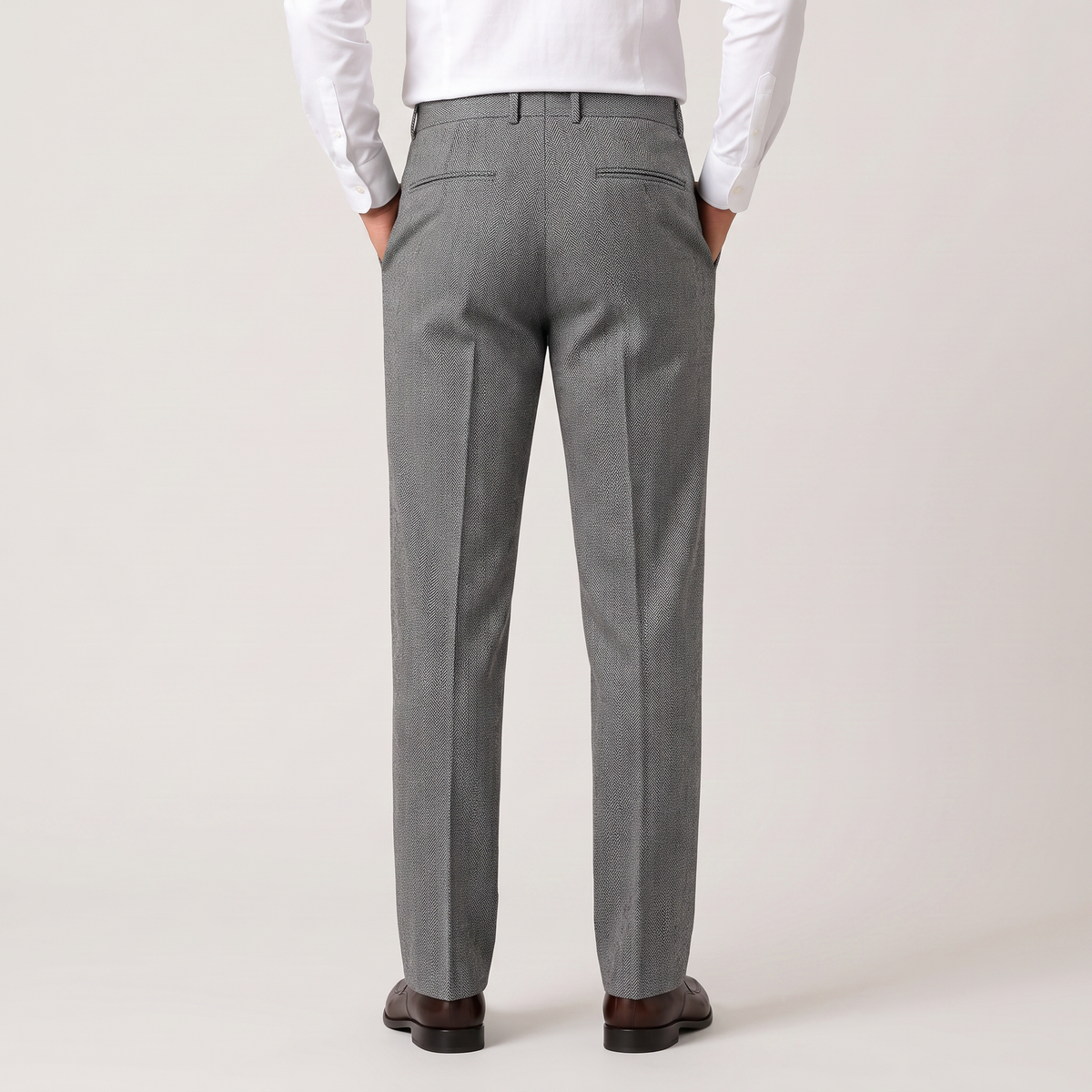Herren Stoffhose High Waist Straight Leg Fischgrät