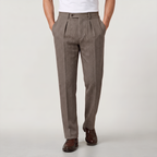 Pantalon en tissu pour homme taille haute jambe droite chevrons