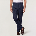 Pantalon en tissu pour homme taille haute jambe droite chevrons