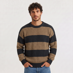 Pull en maille rayé pour homme avec col rond et coupe décontractée