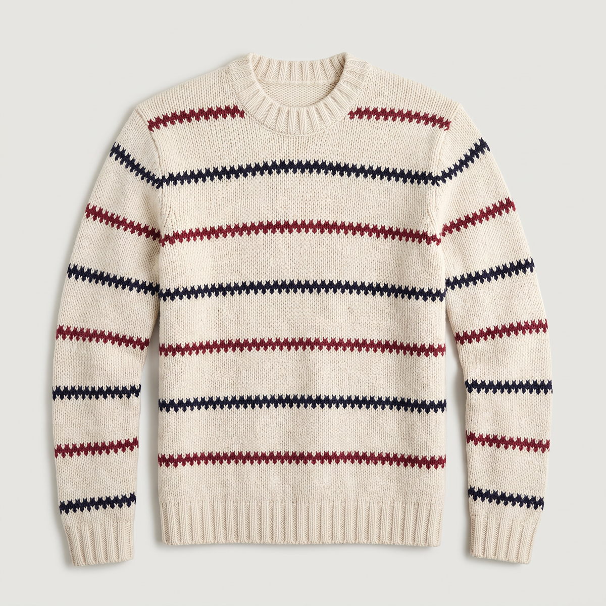 Pull en maille pour homme rayé avec col rond et motif structuré