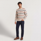 Pull en maille pour homme rayé avec col rond et motif structuré