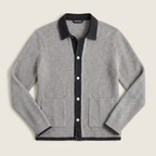 Cardigan homme avec patte de boutonnage, détails contrastants et col revers