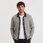 Cardigan homme avec patte de boutonnage, détails contrastants et col revers