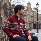 Pull Fair-Isle pour hommes avec fermeture éclair
