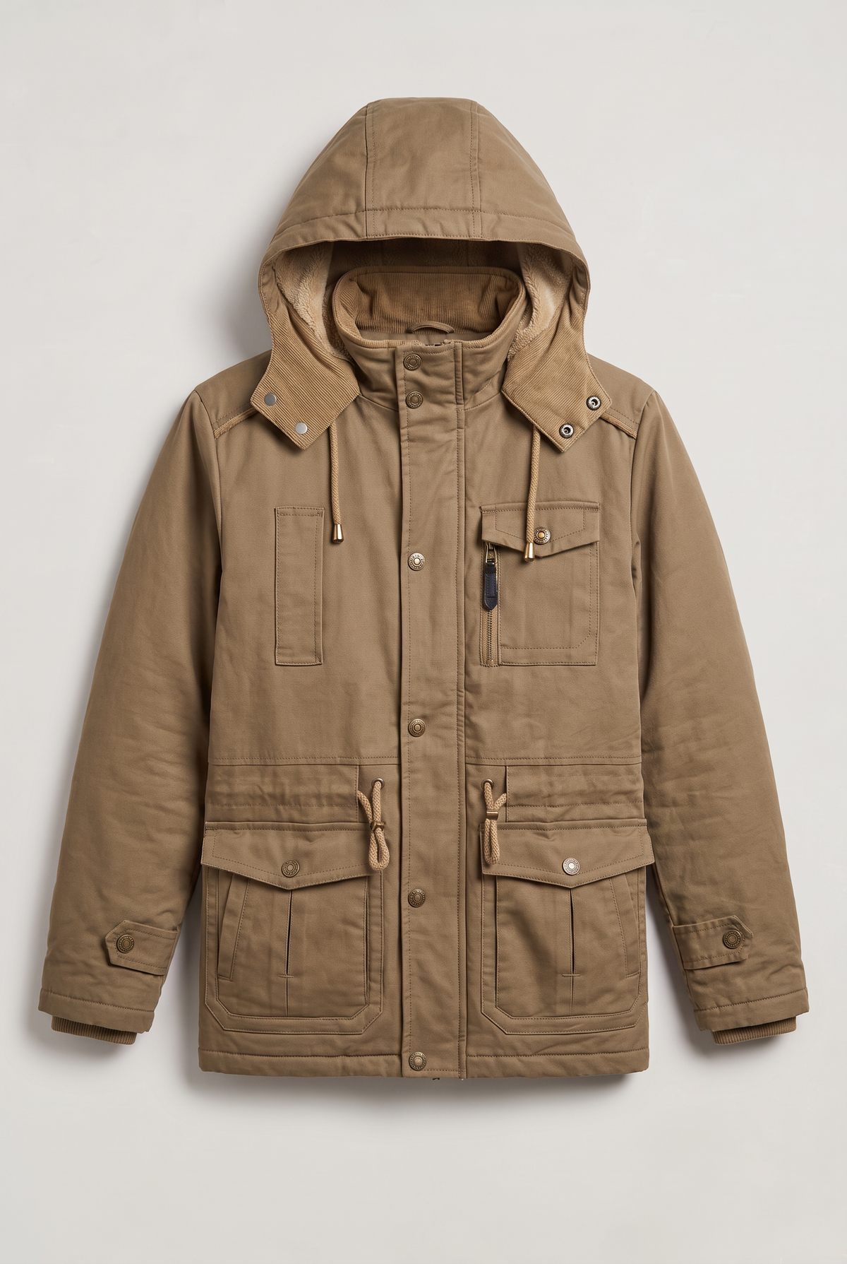 Herren Baumwolljacke mit Kapuze und Fleecefutter