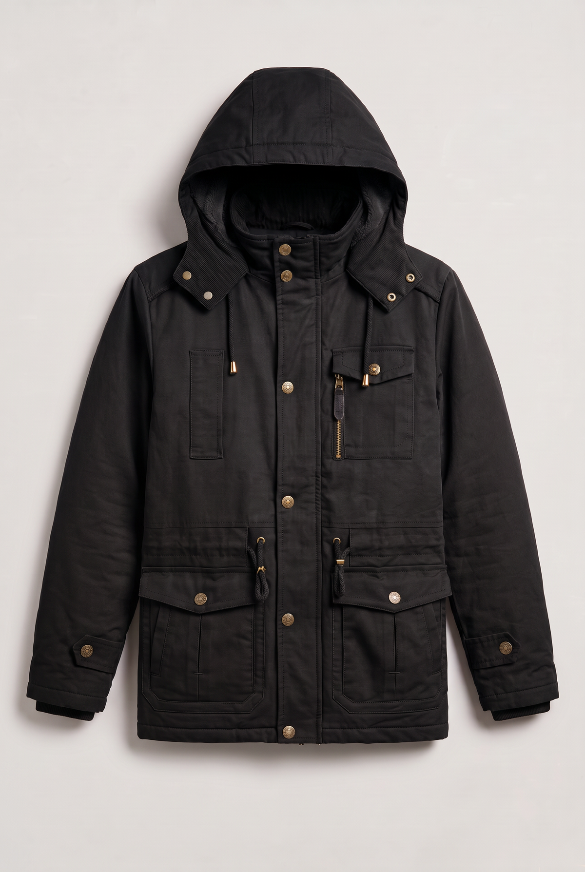 Herren Baumwolljacke mit Kapuze und Fleecefutter