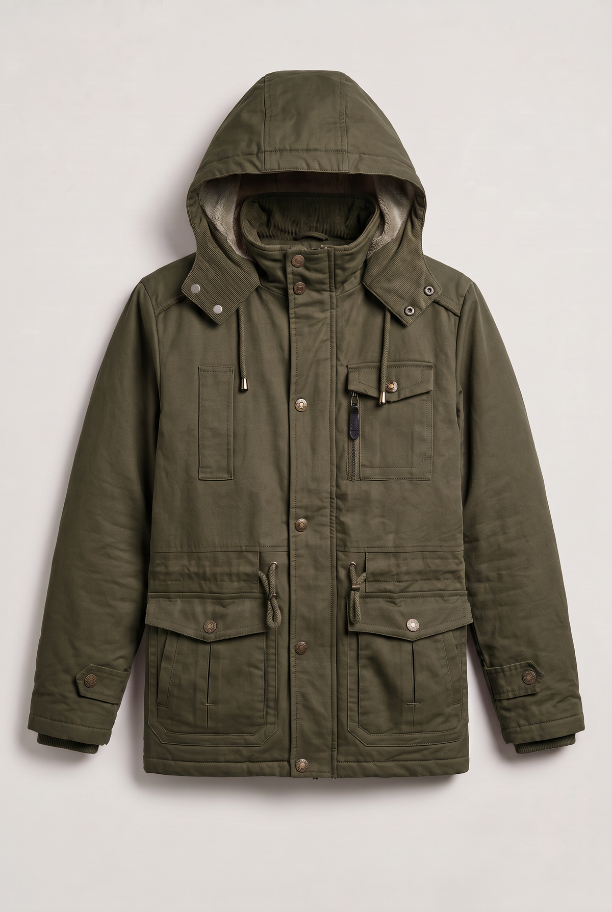 Herren Baumwolljacke mit Kapuze und Fleecefutter