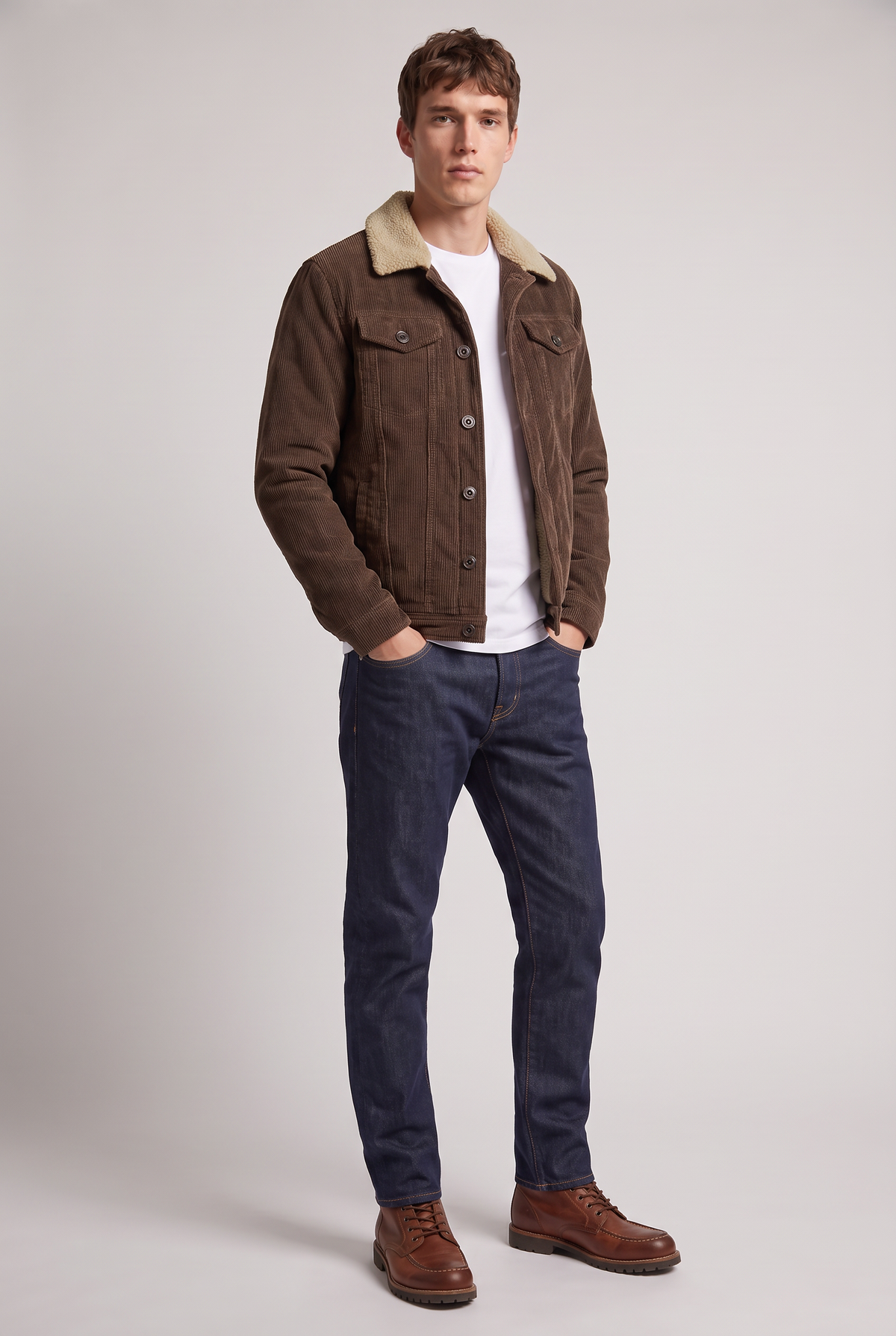 Herren Cordjacke mit Sherpafutter