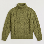 Herren Rollkragenpullover mit grobem Zopfmuster
