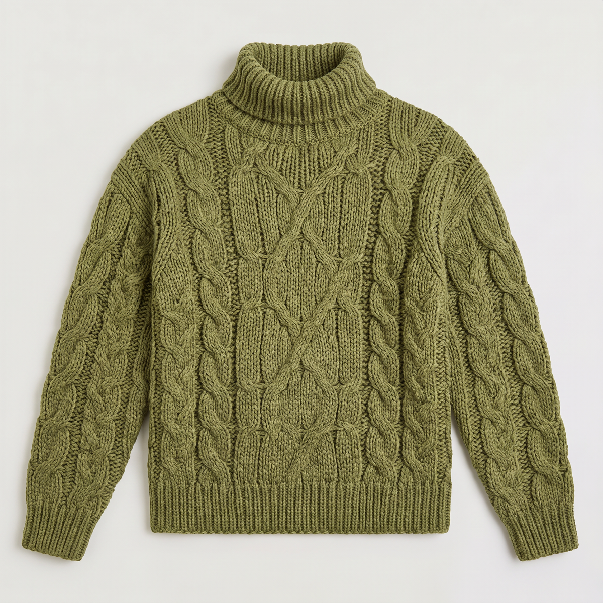 Herren Rollkragenpullover mit grobem Zopfmuster