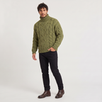 Herren Rollkragenpullover mit grobem Zopfmuster