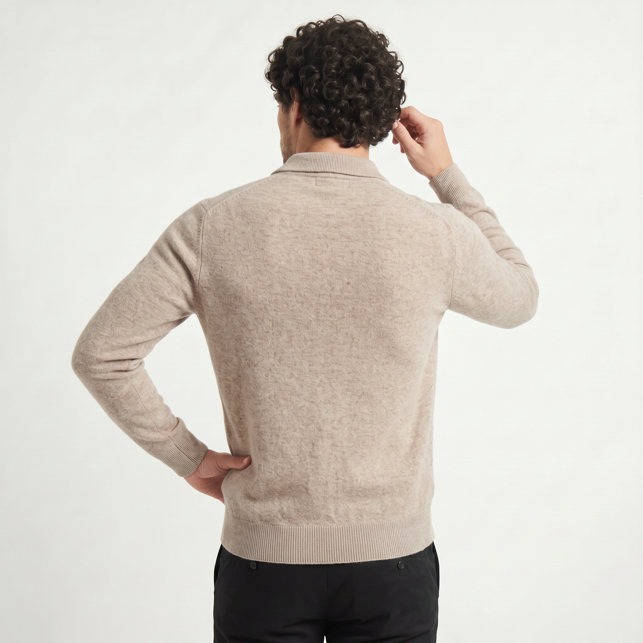 Herren Woll-Strickjacke mit Reißverschluss