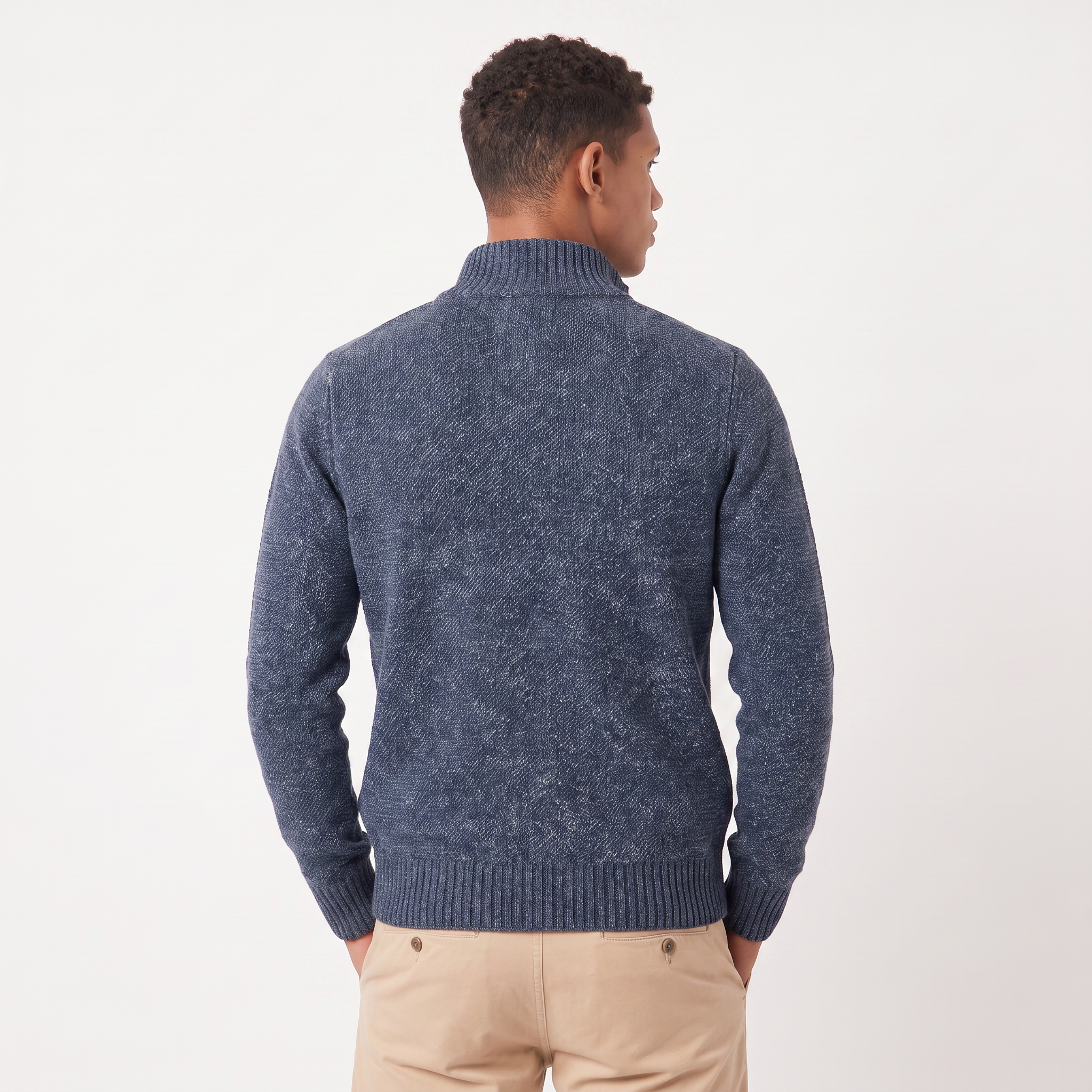 Herren Struktur-Strickjacke mit Stehkragen und Reißverschluss