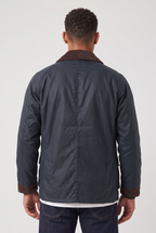 Herren Jacke in Wachsoptik mit Cordkragen