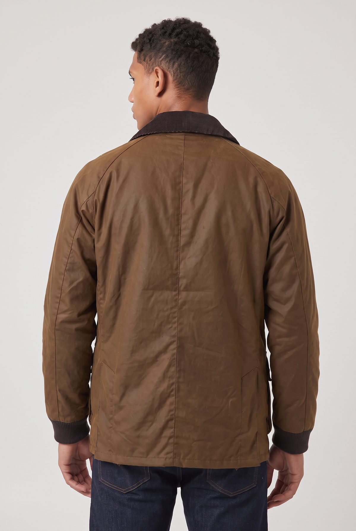 Herren Jacke in Wachsoptik mit Cordkragen