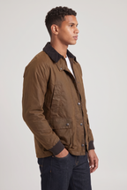 Herren Jacke in Wachsoptik mit Cordkragen