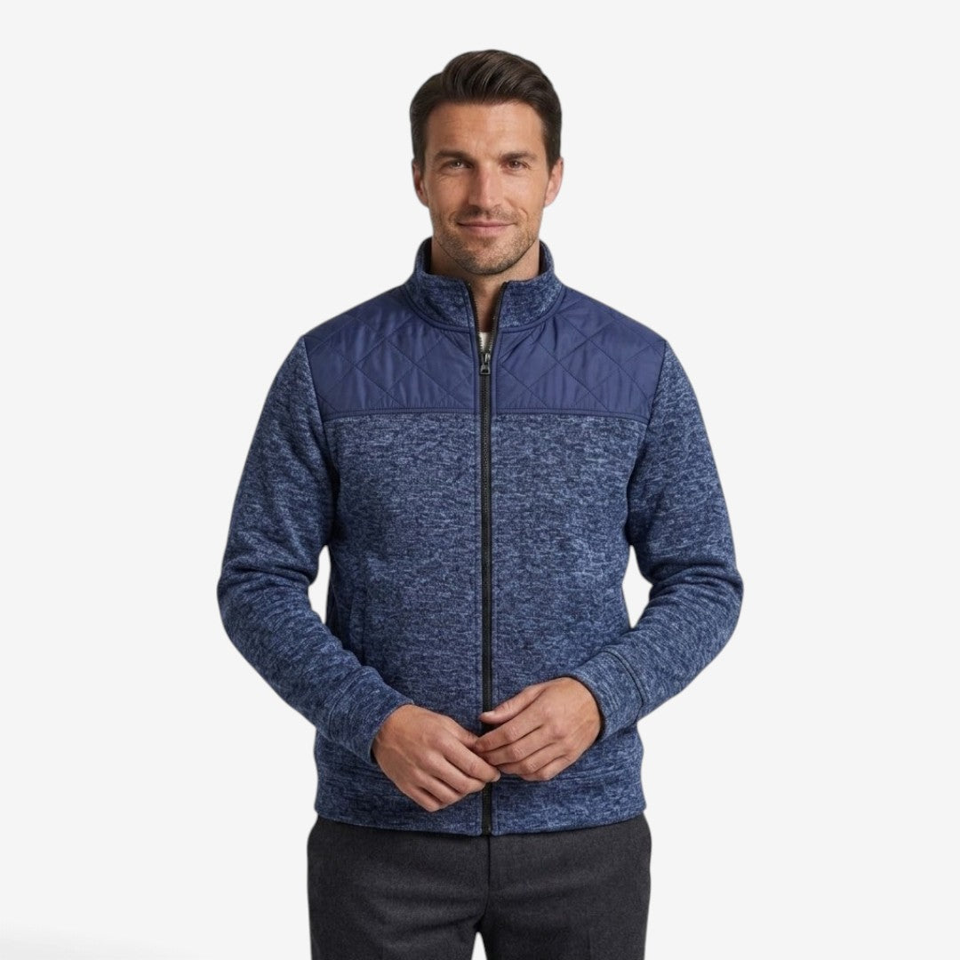 Herren Steppjacke mit Strickdetails und Stehkragen