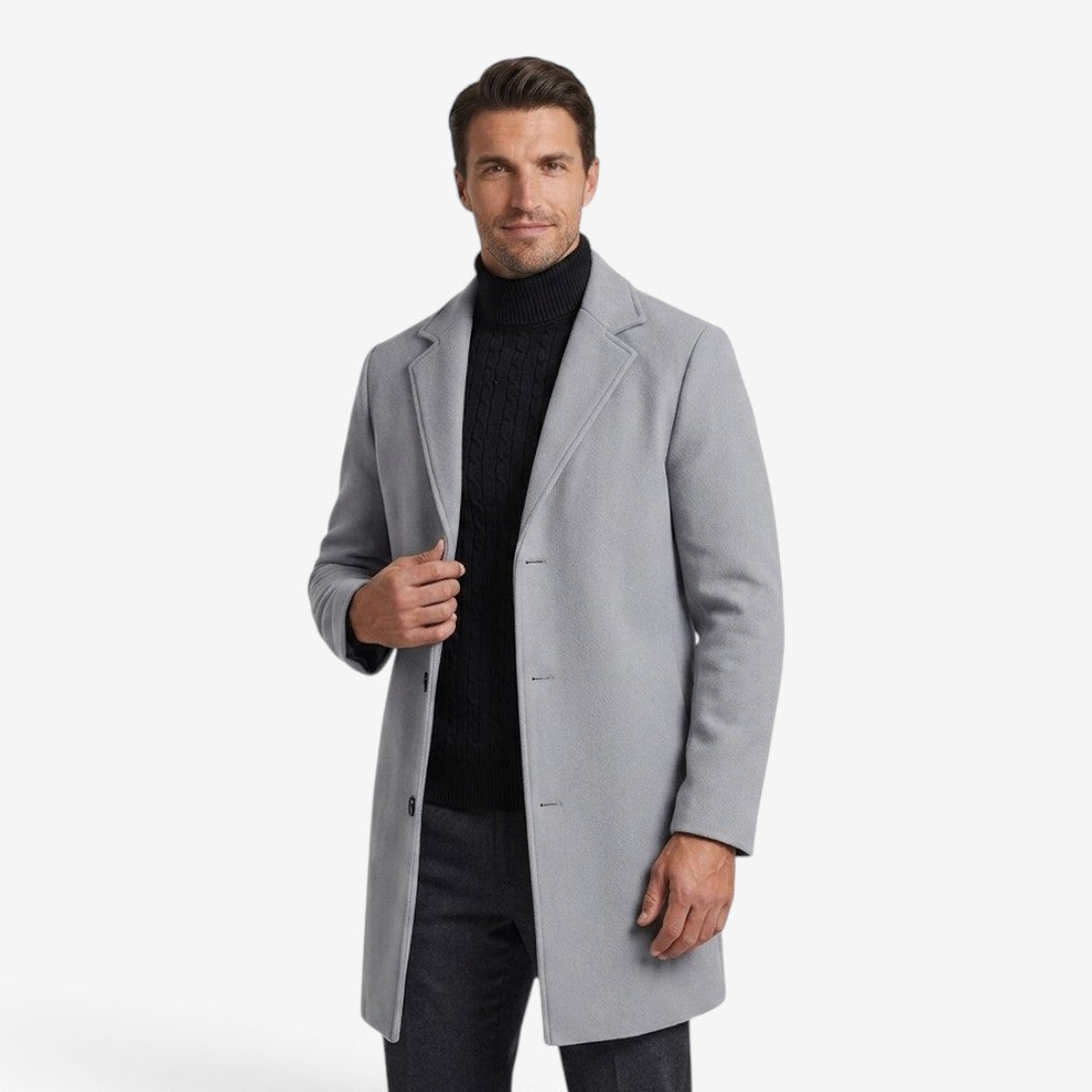 Trench-coat long pour homme avec col à revers