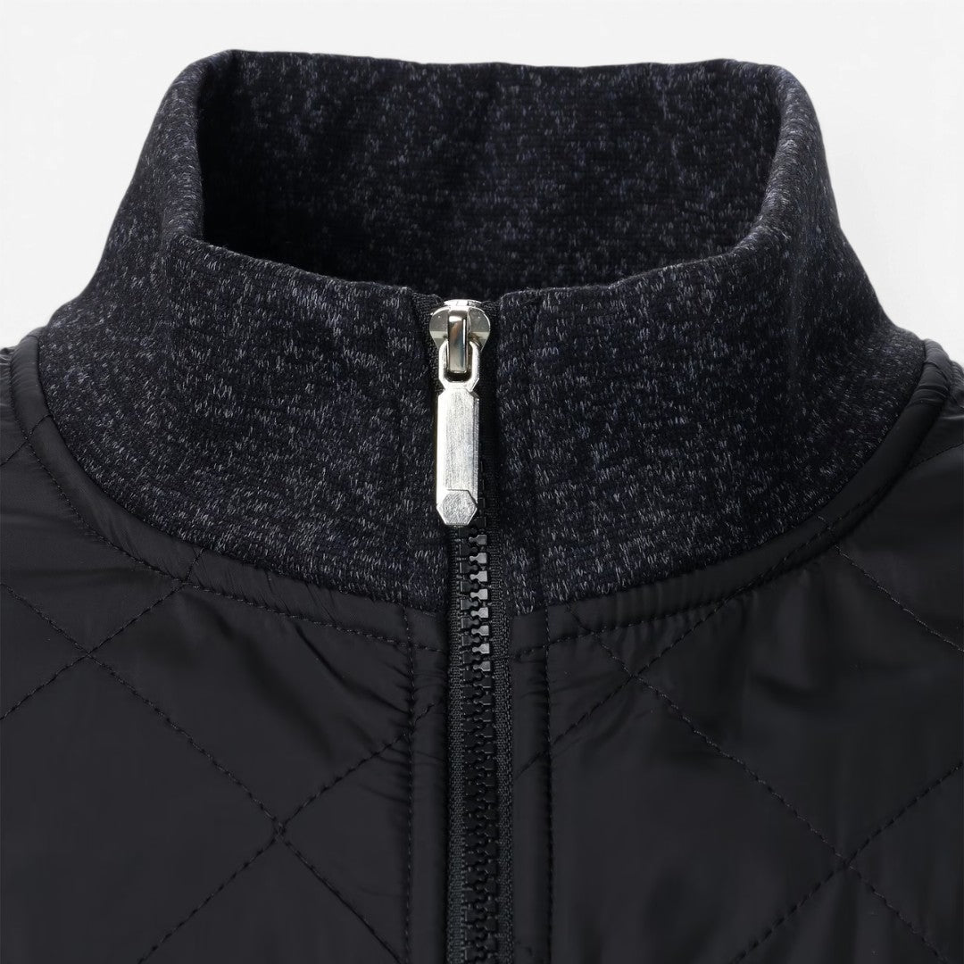 Herren Steppjacke mit Strickdetails und Stehkragen