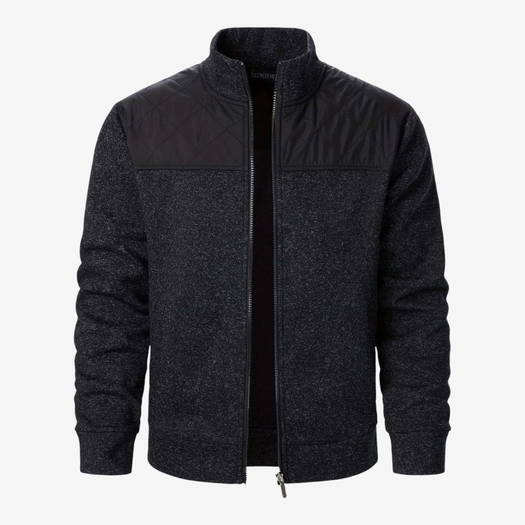 Herren Steppjacke mit Strickdetails und Stehkragen
