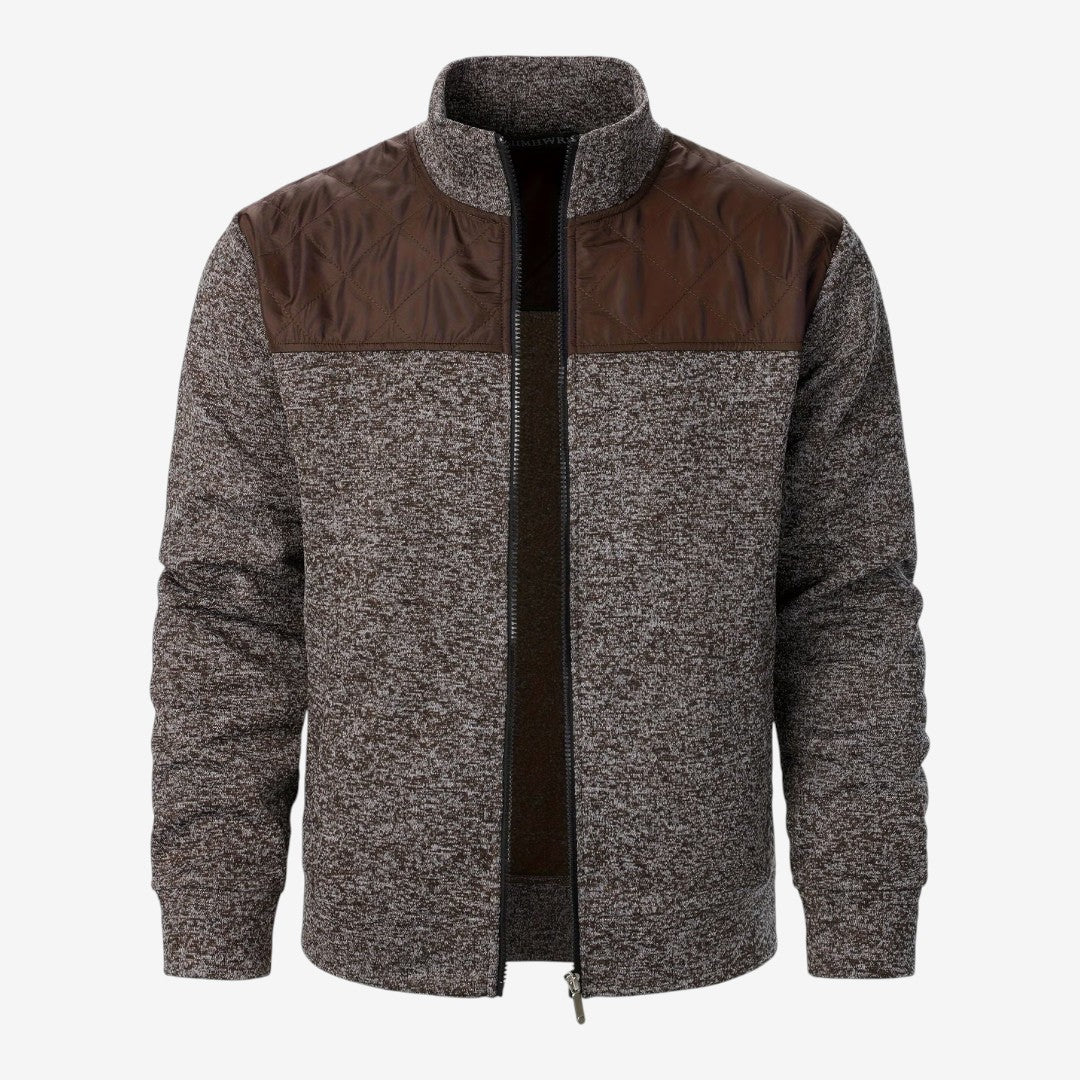 Herren Steppjacke mit Strickdetails und Stehkragen