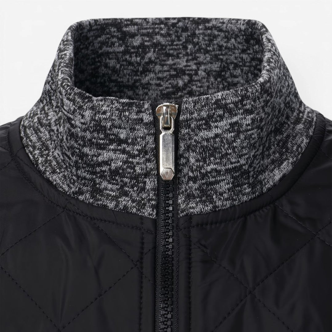 Herren Steppjacke mit Strickdetails und Stehkragen