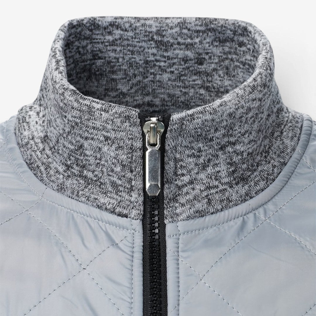 Herren Steppjacke mit Strickdetails und Stehkragen