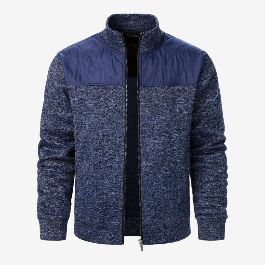 Herren Steppjacke mit Strickdetails und Stehkragen