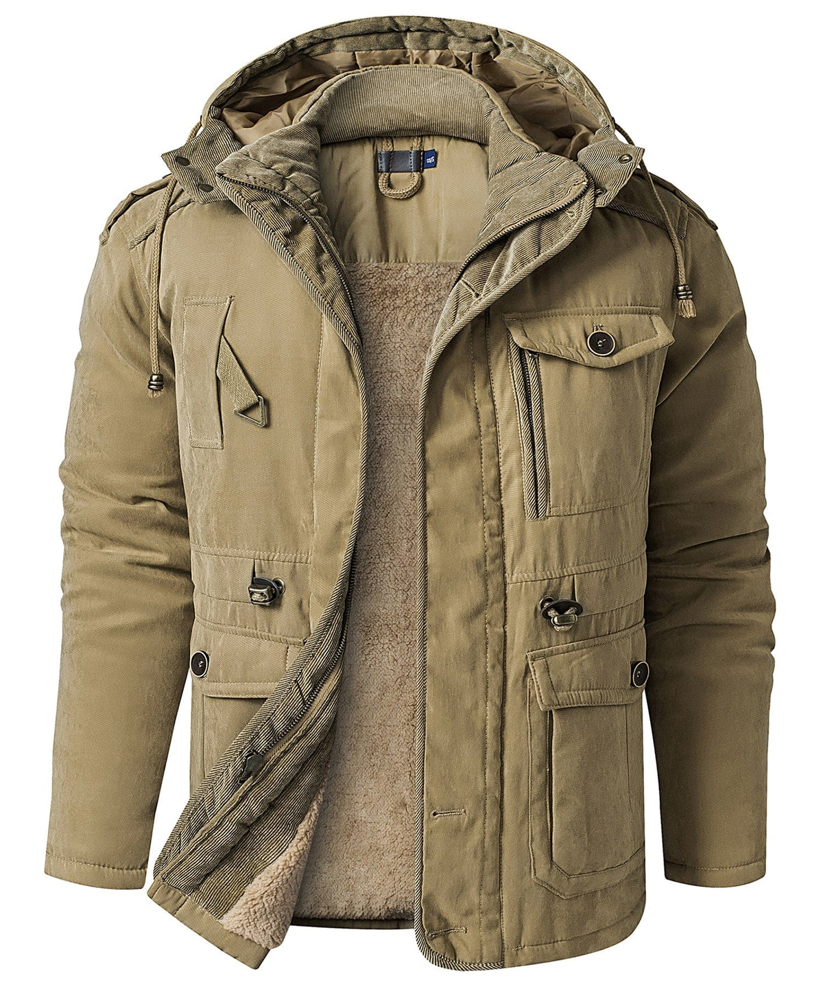 Gefütterte Herren Winterjacke mit Kapuze