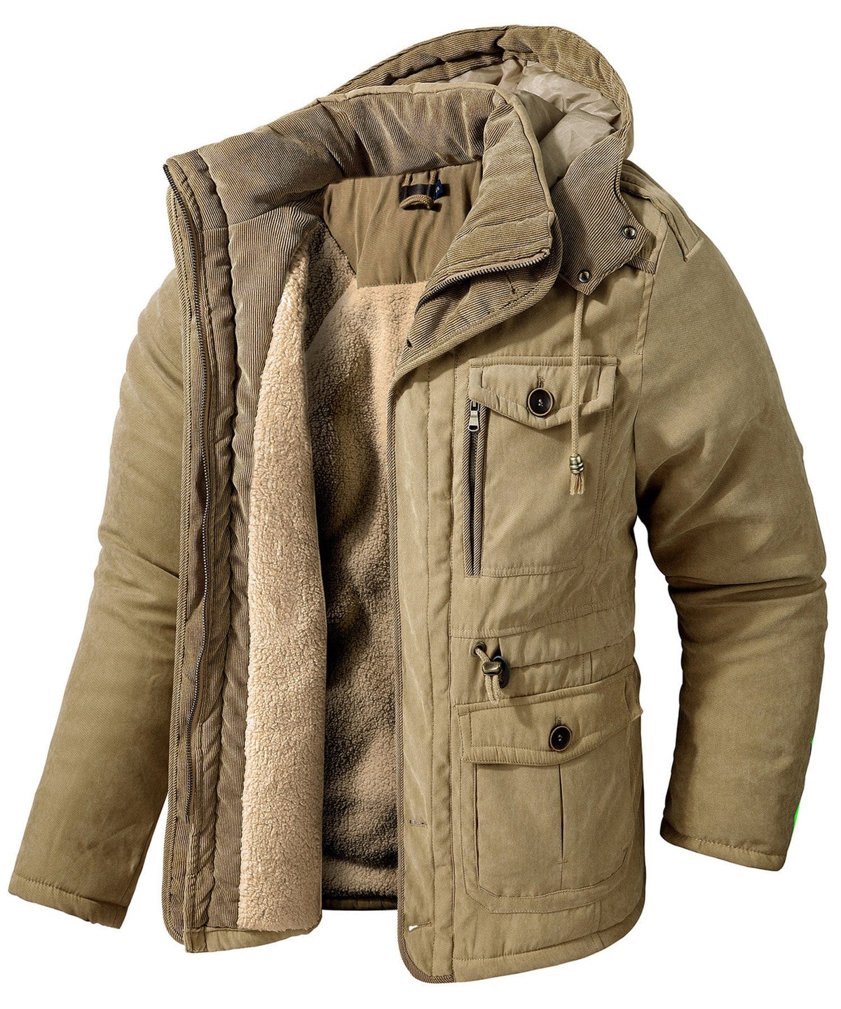 Gefütterte Herren Winterjacke mit Kapuze