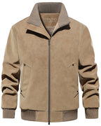 Zwarte herenjas in suède-look met warme fleece voering